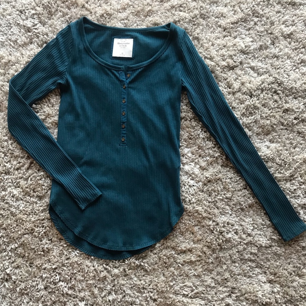 Long Sleeve A&F teal button shirt
